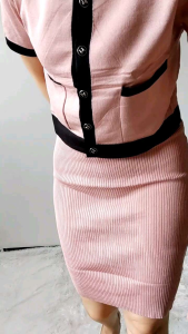 S5180 Zella Knitted 2pcs Set Setelan Dress Cardigan Rajut