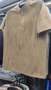 JDB966 Ft S-L Mens Premium Textured Half-Zip Stand Collar Short Sleeve Shirt