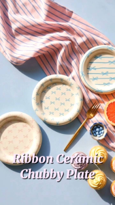 Ribbon Chubby Plate 8inches Korean Aesthetic - Coquette style plate