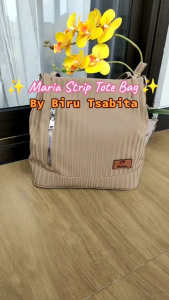 tas wanita totebag 2 in 1maria strip by birutsabita