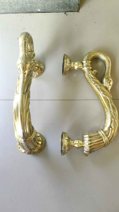 Handle Pintu Rumah Kuningan Antik Motif Angsa Gold 27 cm 2 Pcs