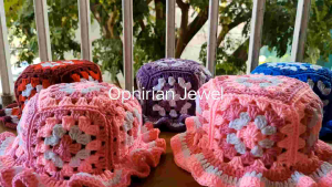 Granny Square Hat Customized Crochet Daisy Sunflower Cherry