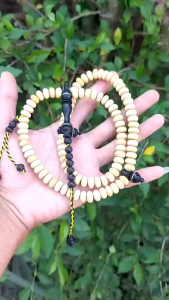 Tasbih Kayu Kemuning Butiran Pipi Kombinasi Galih Kelor Hitam