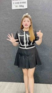 (Có màu Đen) Set Chân Váy + Áo Bigsize 50-90KG Dễ Thương Thanh Lịch Gọn Người Hack Dáng - S61 - Ú Xinh Store