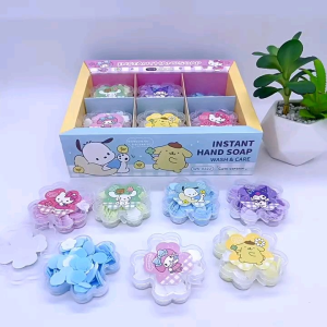 Sanrio Travel Disposable Soap Box kuromi hello kitty pochacco Flower Hand Soap Paper Portable Hand Washing Tablet Mini Flower Soap Pieces