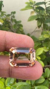 พลอย สีชมพู มอร์แกไนท์(Morganite) (1 เม็ด Pcs.) พลอย อัญมณี เครื่องประดับ พลอย แล็บ น้ำหนัก 17 กะรัต ขนาด 13x18 มม mm