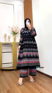 SETELAN LONGTUNIK BAHAN FUL RAYON LD 110 CM PB 120 CM PC 90 CM