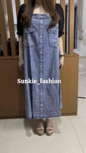 DRESS JEANS JUMBO MIDI KOMBINASI KATUN LENGAN PENDEK KARET LD 104 BAHAN PREMIUM (LEMBUT & TIDAK KAKU) DIJAMIN BAHAN BAGUS DAN JUMBO