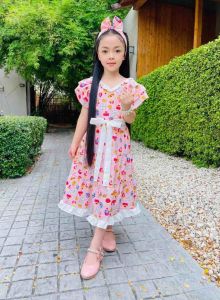 เค้ก Newเดรสเสื้อแขนระบาย2ชั้น+โบคาดผม ชุดเช็ท2ชิ้นฮิตสุดๆใส่เที่ยวก็น่ารักงานฮิตตามกระแสคะ ขนาดไซส์