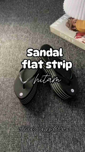 SANDAL FLAT STRIP HITAM 7CM