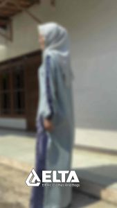 Gamis twill mix tenun etnik baju lebaran baju muslimah