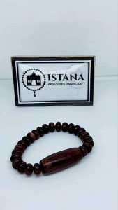 Gelang Kayu Galih Asem Petir Bulat Pipi Pakek Plat