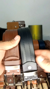 Ikat pinggang kulit retsleting Sabuk Resleting Kulit Asli Model Jarum dengan 2 varian warna hitam dan coklat