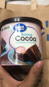 Bột cacao nguyên chất không đường Great Value Baking Unsweetened Cocoa Powder của Đức hộp 226gr