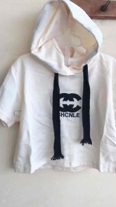 Setelan anak perempuan hoodie black n white 2627 import