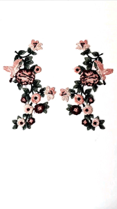 sepasang bordir bunga vintage