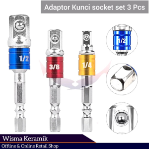 Adapter kepala bor hex kunci socket impact driver set isi 3 warna