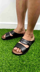 Dép nam da bò hai quai ngang DMCC02 may thủ công chắc chắn