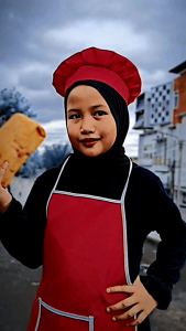 Set Topi Chef Anak Custom Nama dan Tanga Bordir Warna-Warni