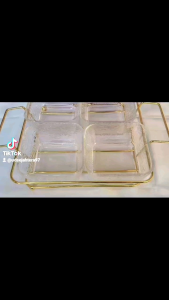 Tempat Snack Serbaguna 4 Sekat & Tatakan Gold Mewah