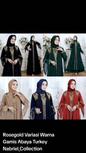 Baju Gamis Abaya Turkey Hitam Premium Dewasa / Fashion Muslim Remaja Terbaru - Rosegold Warna