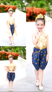 ชุดไทยสไบโจงกระเบน ชุดไทยโจงกระเบน ชูดไทยวันลอยกระทง ชูดไทยนางนพมาศ ชูดไทยโบราณ ชูดไทยสไบเด็กผู้หญิง