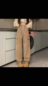 fashion casual women cargo pants 4 pocket with side Drawstring Elastic Waist 7colors PQQOO