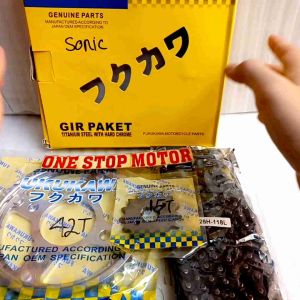 GEAR PAKET GIR SET HONDA SONIC 150R NEW TITANIUM 428H-118L-42T-15T ORIGINAL ORI ASLI FUKUKAWA