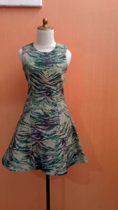 GAUN mini midi dress wanita hijau motif DUCHESS cewek M L kutung MEWAH cute PESTA