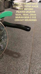 PANCI SUSU / KUKUS STEAMER MASAK NASI 20cm STAINLES TUTUP KACA FREE ENTONG COD MURAH