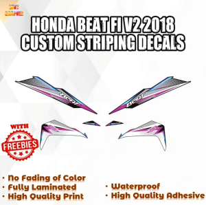HONDA BEAT FI V2 2018 CUSTOM STRIPING DECALS (WATERPROOF LAMINATED FADE PROOF)