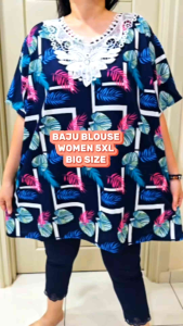 Women Blouse 5XL Floral Print Short Sleeve Shirt High Waist Elastic Tops Female Summer