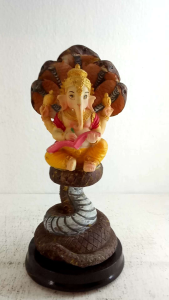 พระพิฆเนศปางนาคปรกงานเรซิ่นขนาดสูง7นิ้ว สมปรารถนาทุกประการ ขนาด 8*8*18ซม.