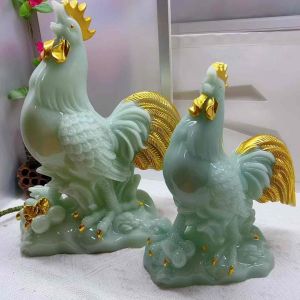Feng Shui Jade Rooster Lucky Charm Decorative Ornament