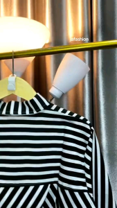 Kemeja Wanita Katun Salur Silang Belakang