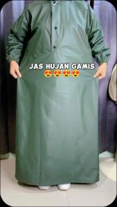 Jas hujan gamis/syar’i bahan PVC 025 tebal elastis anti rembes
