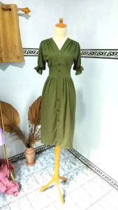 AL STORE047 MAHELA MIDI DRESS KANCING TANGAN PENDEK BAHAN RAYON