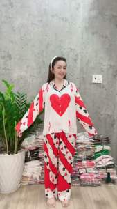 Bộ Pijama hình lá bài lụa xước ánh kim .. mango bộ lụa mềm mát mịn dễ thương hàng chuẩn shop Ngocngastore