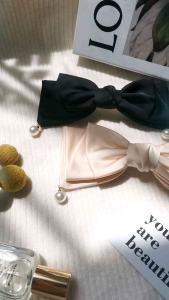 Folded Ribbon Hair Clip Bow Barrete Clip with Pearl Elegant Korean Style Women Hair Accessories Riben Klip Rambut蝴蝶结珍珠发夹