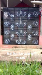 tirai bambu gulung penutup teras / kerey gulung warna hitam motip daun / wide bambu gulung buat depan rumah / kerey outdoor other
