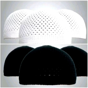 Kodian Peci Rajut All Size Hitam Putih (20pcs)Peci Haji Peci Umroh