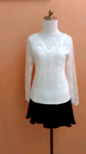 atasan wanita cream ROPE PICNIC cewek M L lace MEWAH lengan panjang vneck
