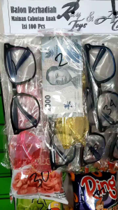 Grosir Balon cabutan berhadiah ecer seribu isi 100balon varian Berhadiah kacamata