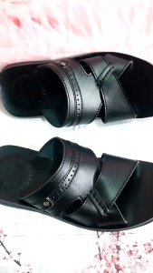 SANDAL PRIA FULL KULIT SAPI 100% SAMPAI ALAS KAKI KODE 4008 HITAM (PREMIUM QUALITY)