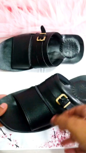 SANDAL PRIA FULL KULIT SAPI 100% SAMPAI ALAS KAKI KODE 4017 HITAM ( PREMIUM QUALITY )