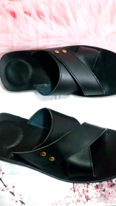 SANDAL PRIA FULL KULIT SAPI 100% SAMPAI ALAS KAKI KODE 4043 HITAM ( PREMIUM QUALITY )