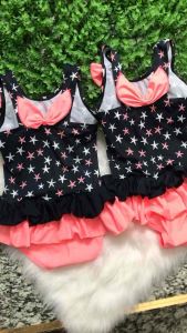 HCM_HOẢ TỐC.Bộ bơi liền thân nhúng bèo hình ngôi sao nhỏ đính nơ dễ thương cho bé gái từ 10->13kg