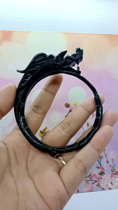 Gelang Akar Bahar Hitam Ukir Naga Original H516