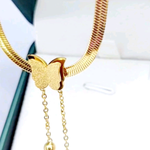 Kalung Titanium Kupu-Kupu Belut Gold Anti Karat Xpid