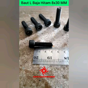 (5 pcs) M8x30 Baut L Baja Hitam / Baut L Baja 3CM